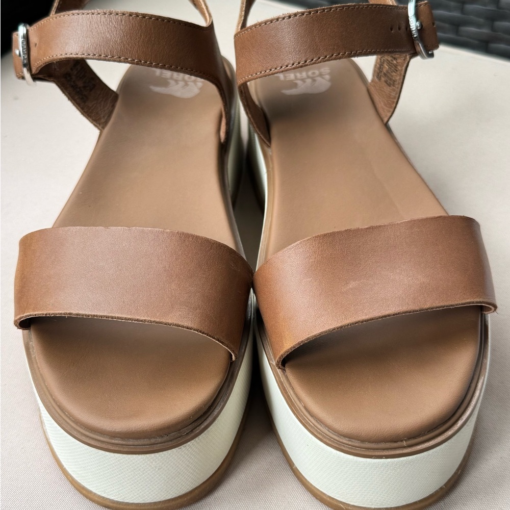 Sorel Tan and White Platform Sandals - Picture 6 of 8